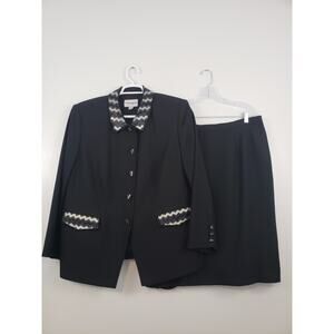 John Meyer of Norwich Skirt Suit Womens Plus Size 20W Jacket Beaded Embellished